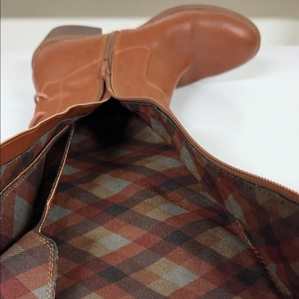 Over-the-Knee‎ Lace-Back Brown Leather Boots